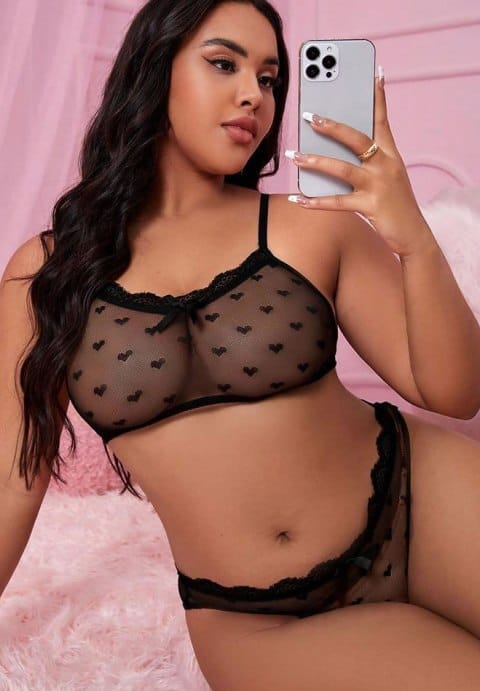 Plus Size Love Affair Mesh Bra Set