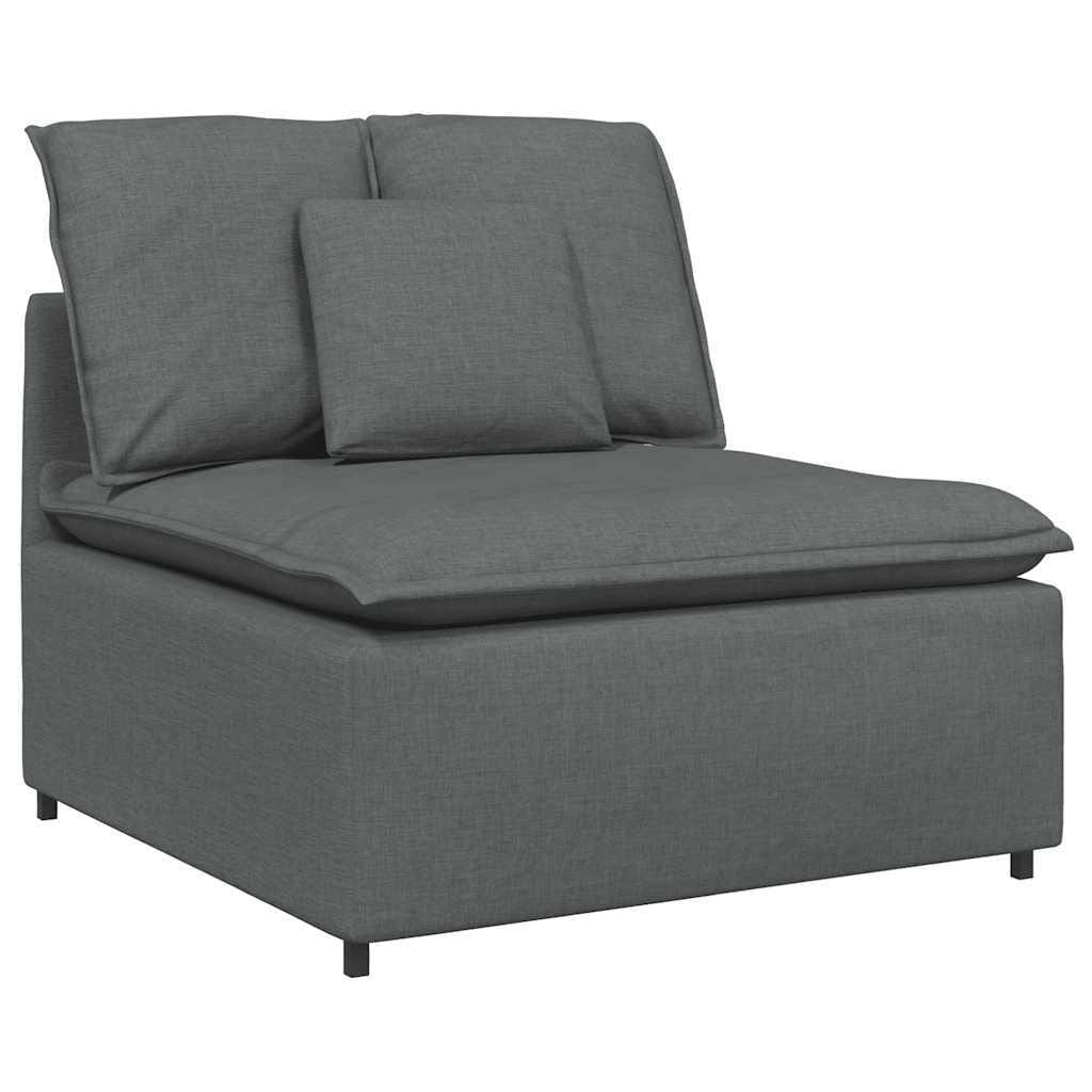 Modular Sofa with Footstool&Cushions Fabric Dark Gray