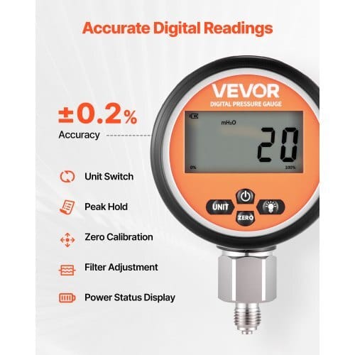 Digital Hydraulic Pressure Test Coupling Kit, 10000 PSI Pressure Gauge Manometer Tester with 2 Gauges, 9 Test Couplings, 2 Quick-Release Couplers, 2 Hoses for Excavator Construction Machinery