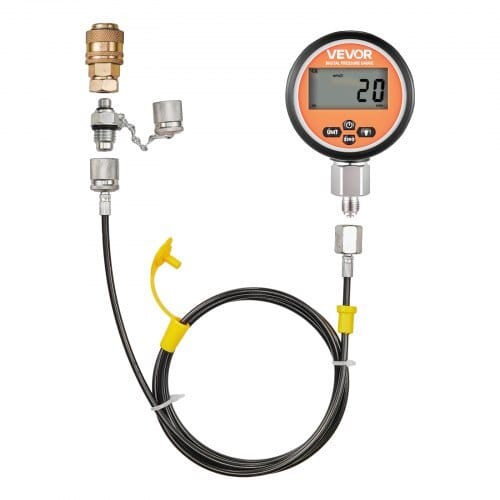Digital Hydraulic Pressure Test Coupling Kit, 10000 PSI Pressure Gauge Manometer Tester with 2 Gauges, 9 Test Couplings, 2 Quick-Release Couplers, 2 Hoses for Excavator Construction Machinery