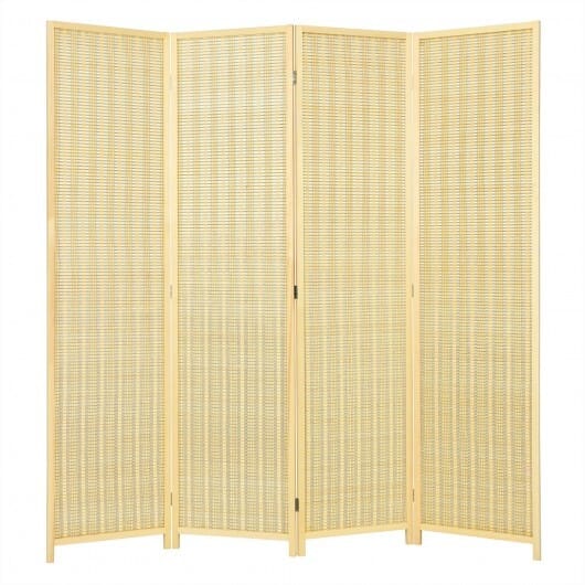 6 ft 4 Panel Portable Folding Room Divider Screen-Natural - Color: Natural