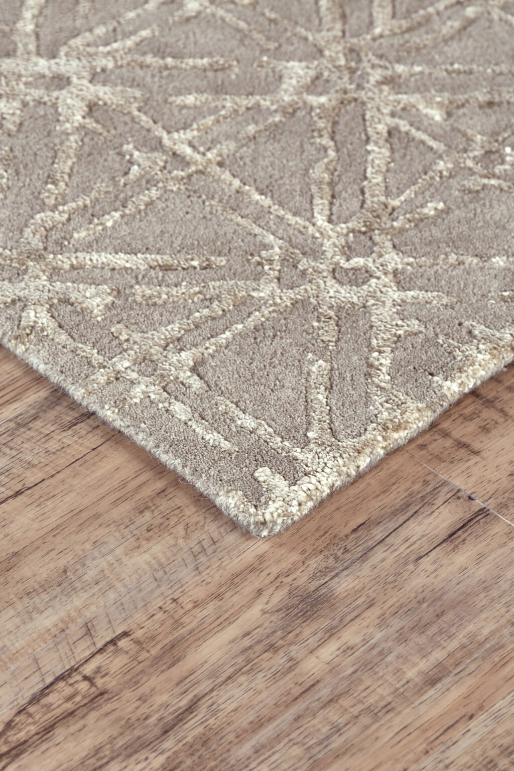 10' X 13' Taupe Ivory And Tan Wool Abstract Tufted Handmade Area Rug