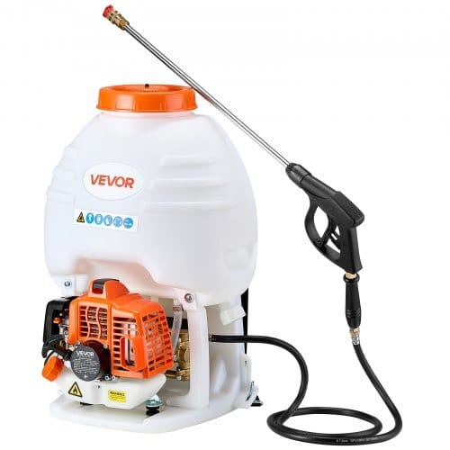Gas Powered Backpack Sprayer, 26.5CC 0.9HP Engine, Garden Sprayer with 5 Gallon Tank, Large Area Coverage, Lawn Spraying Machine with 24 in Wand & Nozzles for Efficient Gardening & Farming