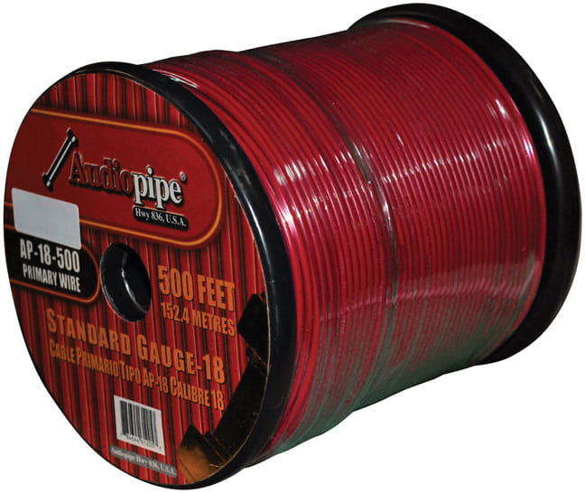 Audiopipe Primary Wire 18-Gauge 500 Foot Spool - Red