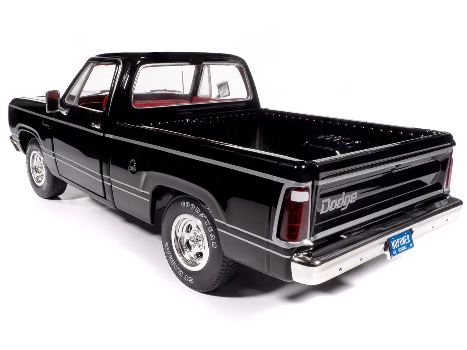 1979 Dodge Adventurer Sweptline Pickup Truck Black with Red Interior "American Muscle" Series 1/18 Diecast Model Car by Auto World
