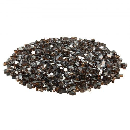 Fire Glass, 10 LBS / 4.5 KG High-Temperature Resistant Fireplace Rocks, 1/2-Inch / 12.7 mm Reflective & Smokeless Firepit Glass Rock, High Luster Stone Landscaping for Fire Pit Table, Copper