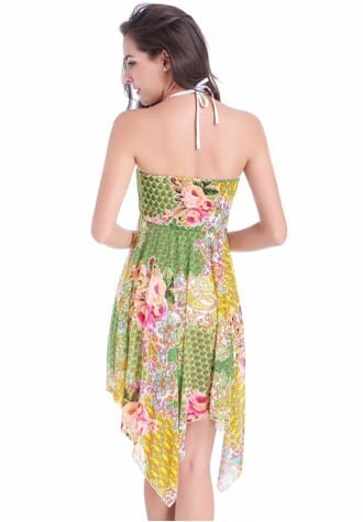 Floral Printed Asymmetric Swimwear Dress