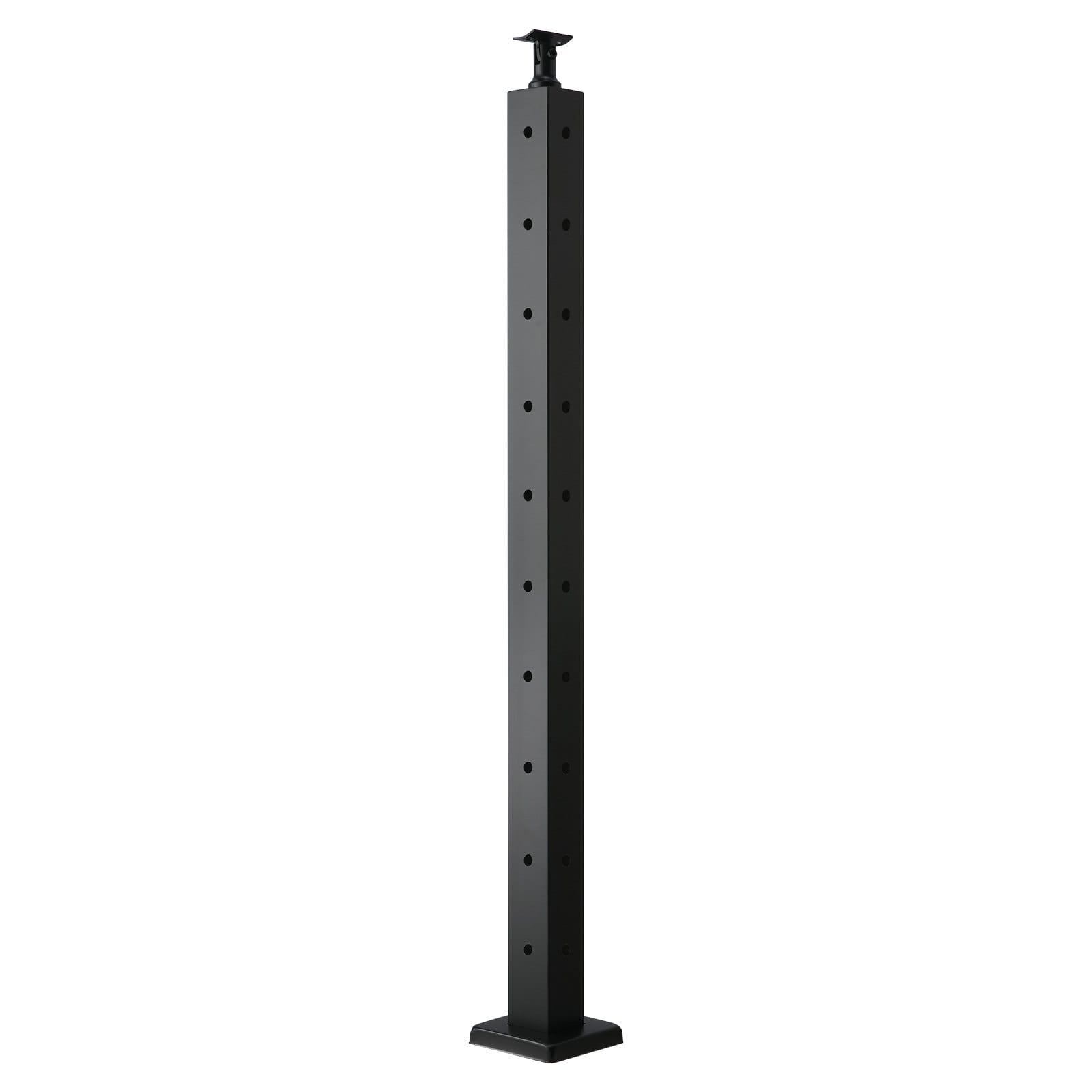 Cable Railing Post, 36x2x2 Inch Corner Railing Post, with L-Shaped Pre-Drilled Holes, Stainless Steel Cable Rail Post with Horizontal and Curved Bracket, 1-Pack, Black, 1JZLGZXHS914ZPBNY001V0