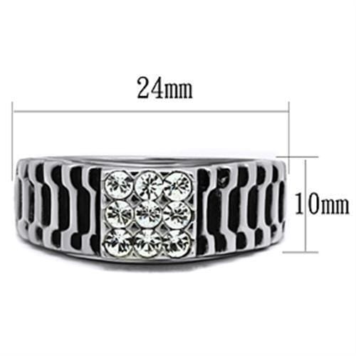 TK368 - High polished (no plating) Stainless Steel Ring with Top Grade Crystal in Clear