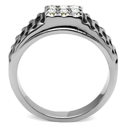 TK368 - High polished (no plating) Stainless Steel Ring with Top Grade Crystal in Clear