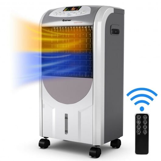 Portable Air Cooler Fan with Heater and Humidifier Function - Color: Gray