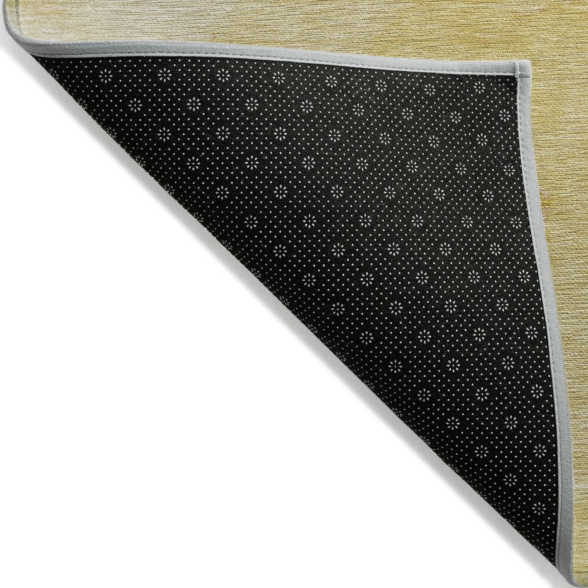 5' X 8' Gold Abstract Washable Non Skid Indoor Outdoor Area Rug