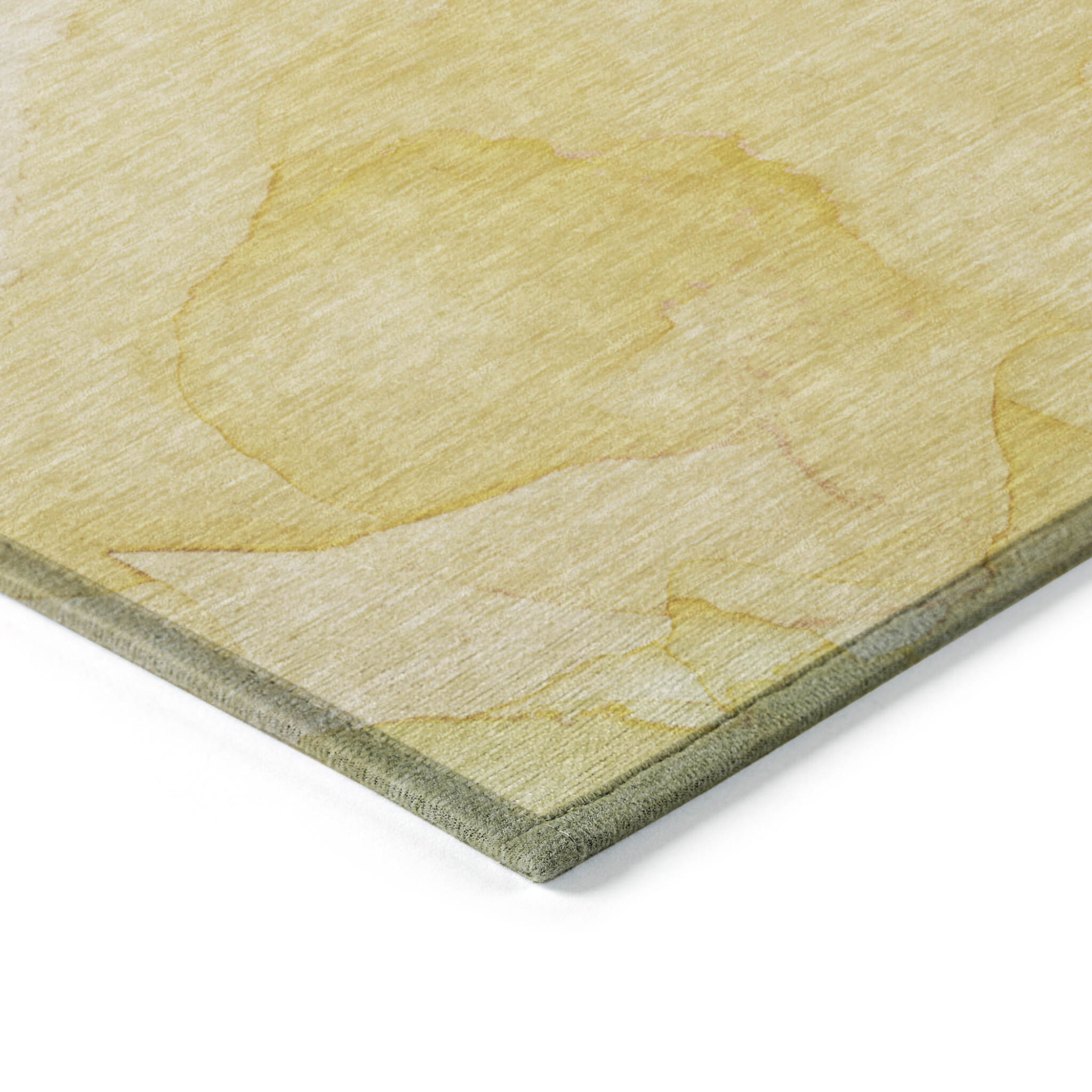 5' X 8' Gold Abstract Washable Non Skid Indoor Outdoor Area Rug