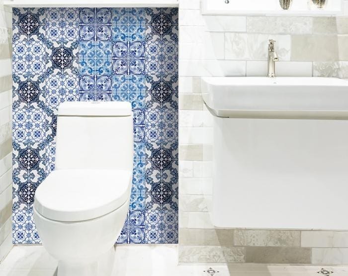 4" X 4" Mediterranean Blues Mosaic Peel and Stick Tiles