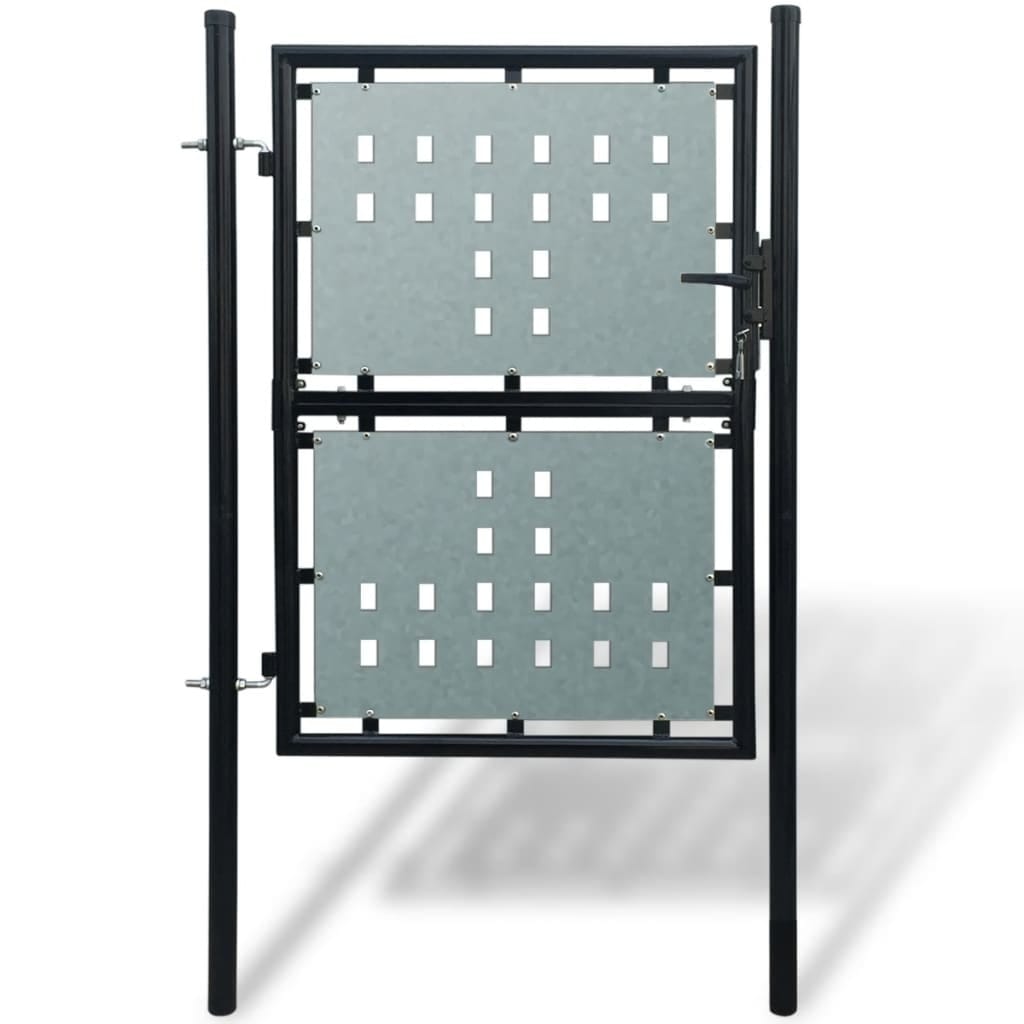 Black Single Door Fence Gate 39.4x49.2"