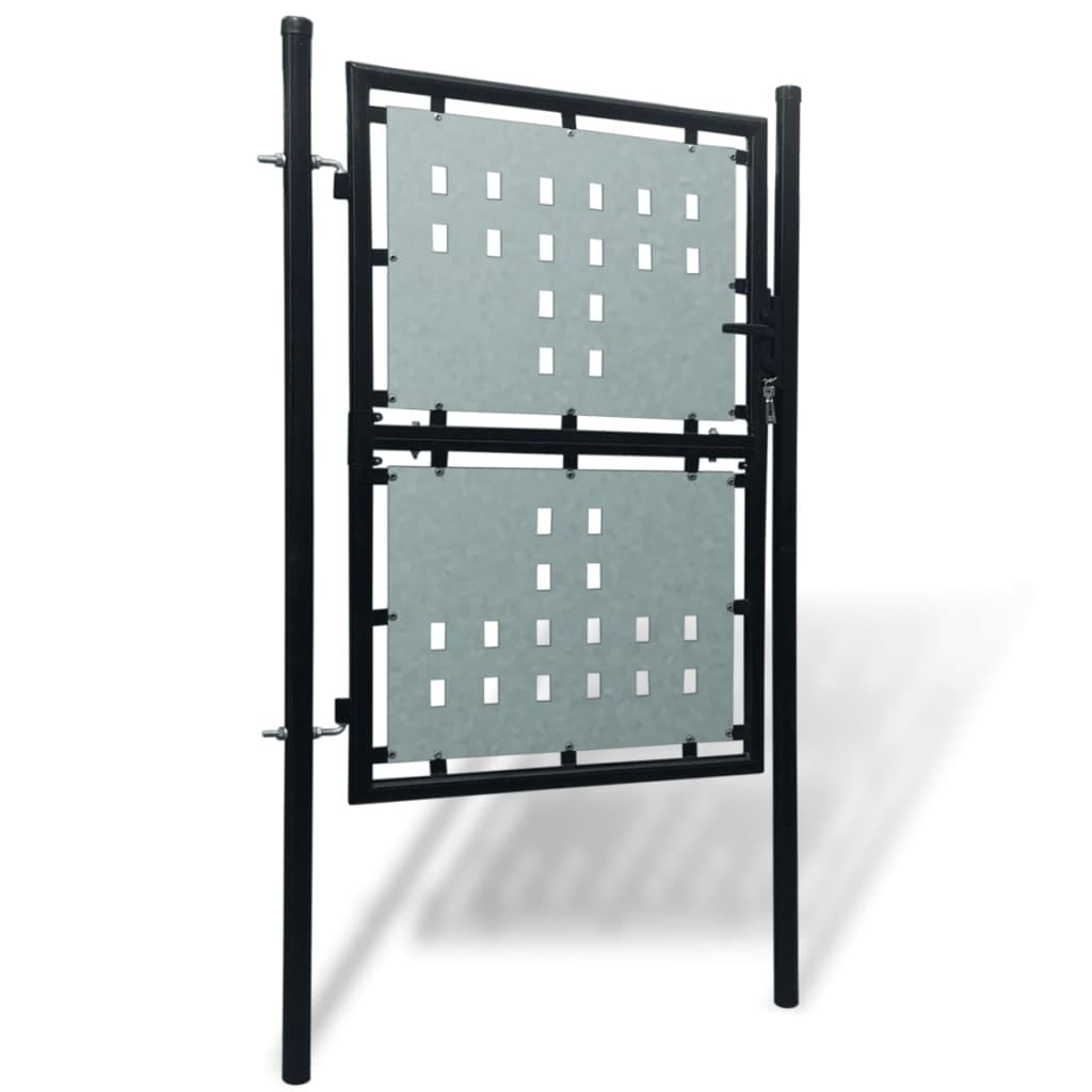 Black Single Door Fence Gate 39.4x49.2"