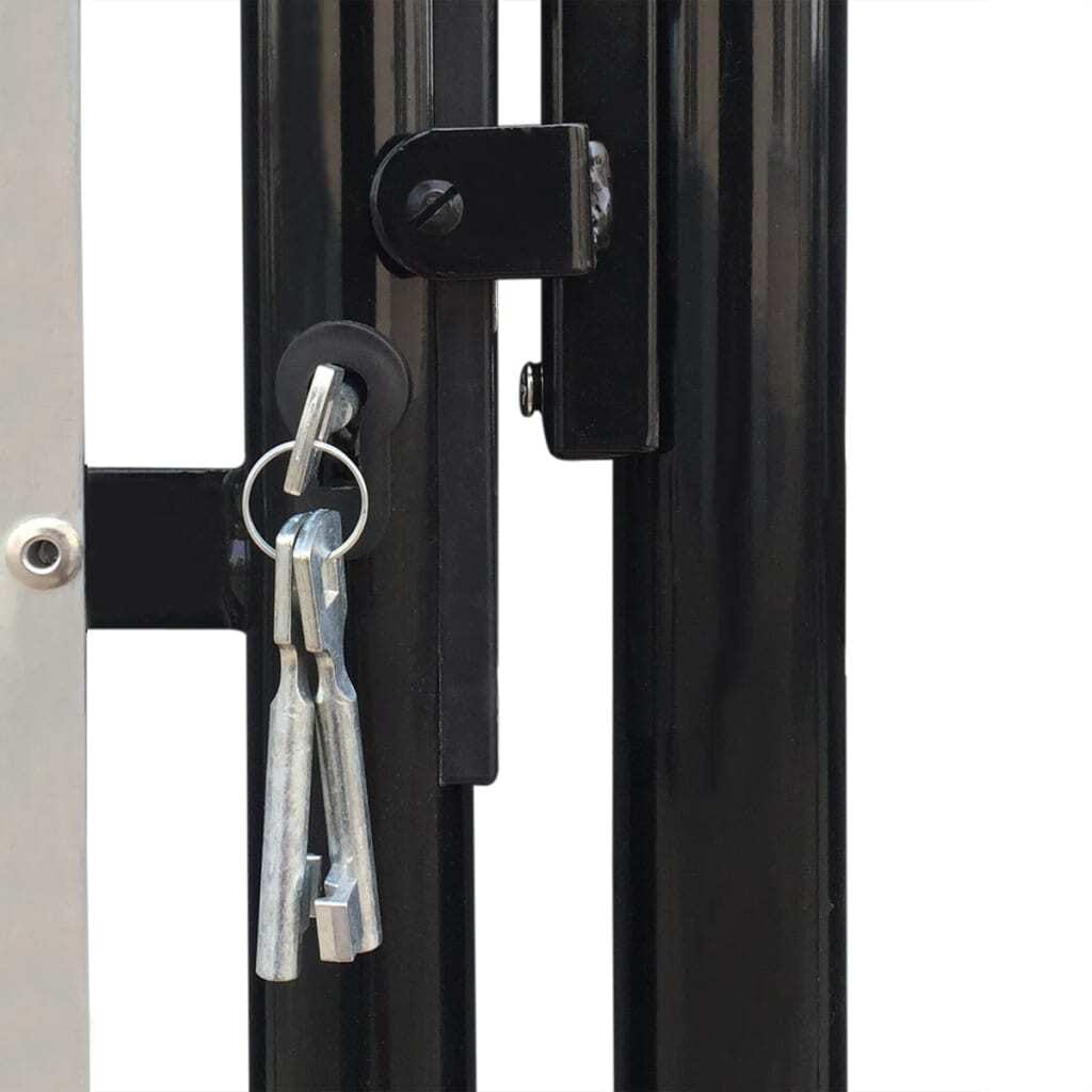Black Single Door Fence Gate 39.4x49.2"
