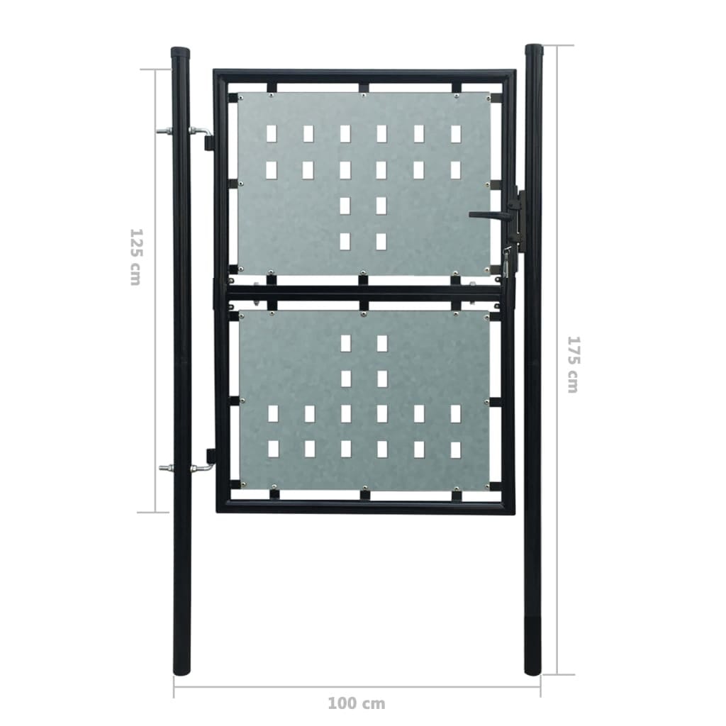 Black Single Door Fence Gate 39.4x49.2"
