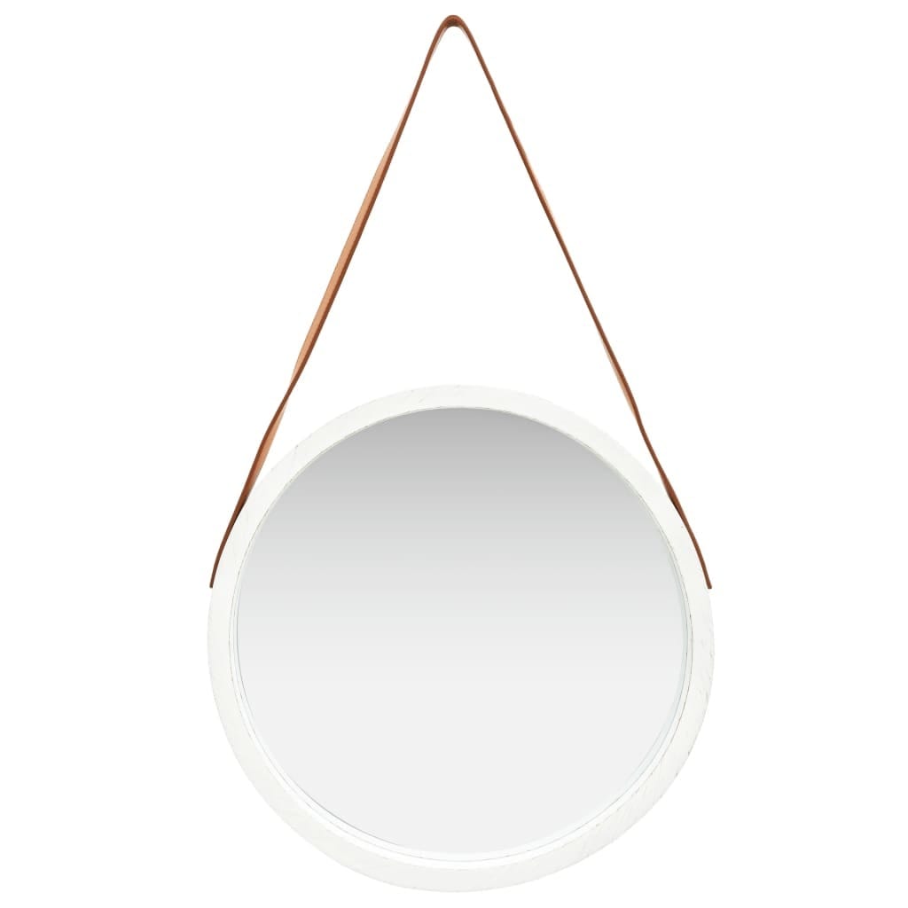 Wall Mirror with Strap 16.7" White