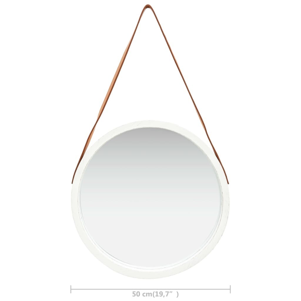 Wall Mirror with Strap 16.7" White
