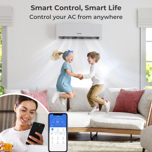 36000 BTU 3 Zone 23 SEER2 Mini Split Air Conditioner Wifi Enabled with Heat Pump-12K + 12K + 24K - Color: White - Size: 12K + 12K + 24K