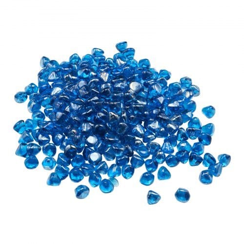 Fire Glass, 10LBS / 4.5KG High-Temperature Resistant Fireplace Rocks, 1 Inch / 25.4 mm Reflective Firepit Glass Diamond Beads, High Luster Stone Landscaping for Fire Pit Table, Caribbean Blue