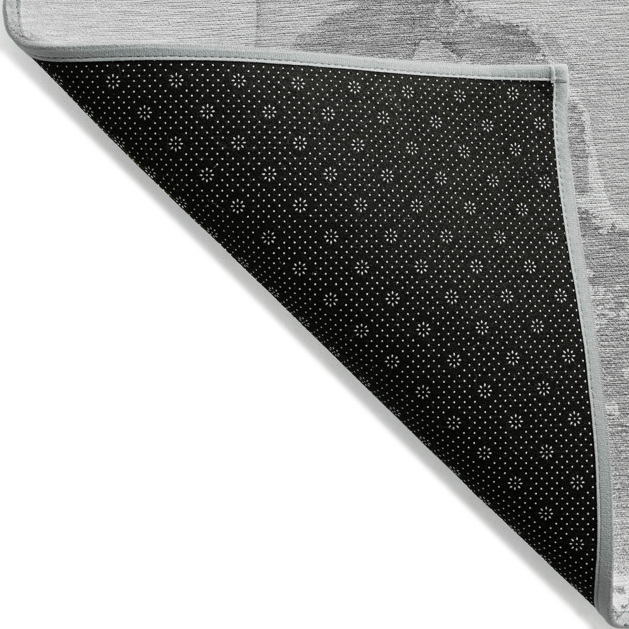 8' Round Gray and Ivory Round Abstract Washable Non Skid Indoor Outdoor Area Rug