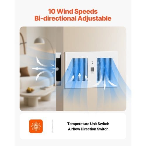 4-Inch Room to Room Fan, 2-in-1 300 CFM Through Wall Fan with Remote Control & Temperature Control, 10-Speed Ventilation Quiet Vent for Kitchen, Living & Laundry Room, Workshop