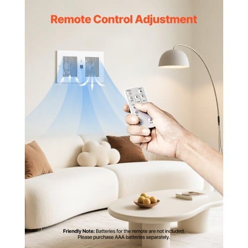 4-Inch Room to Room Fan, 2-in-1 300 CFM Through Wall Fan with Remote Control & Temperature Control, 10-Speed Ventilation Quiet Vent for Kitchen, Living & Laundry Room, Workshop