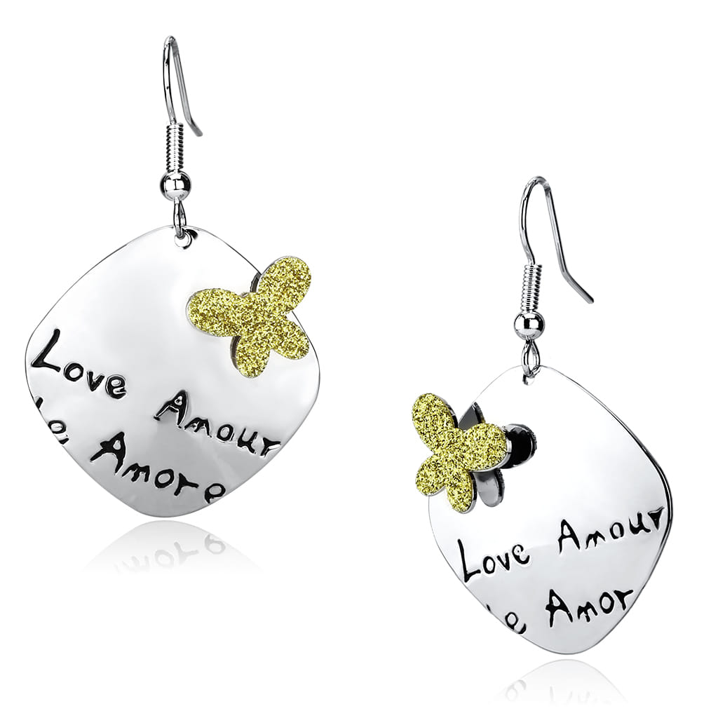 LO2664 - Rhodium Iron Earrings with No Stone
