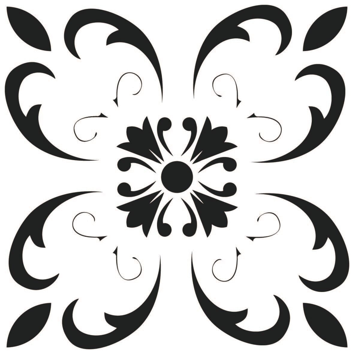 5" X 5" Black and White Delia Peel and Stick Removable Tiles