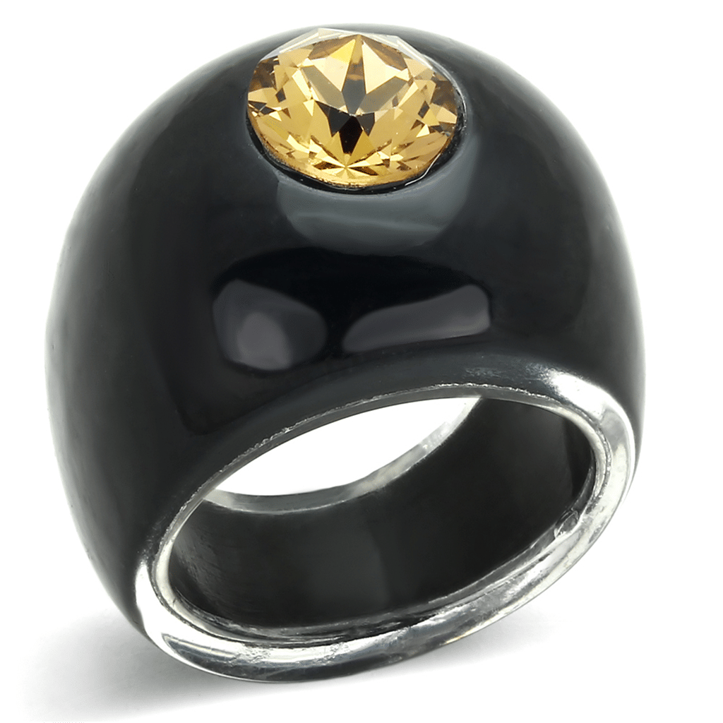 VL115 - Resin Ring with Top Grade Crystal in Light Smoked