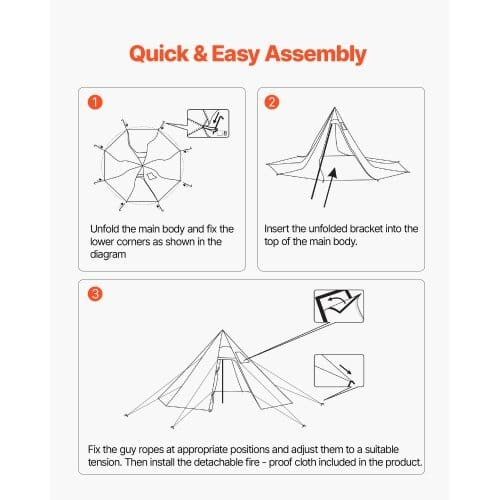 Hot Tent for 2 Persons, Portable Winter Tipi Tent with Stove Jack, Waterproof Camping Tents,  Lightweight 4 Season Shelter Tents for Hiking Fishing Backpacking, S Size