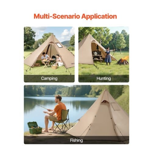 Hot Tent for 2 Persons, Portable Winter Tipi Tent with Stove Jack, Waterproof Camping Tents,  Lightweight 4 Season Shelter Tents for Hiking Fishing Backpacking, S Size
