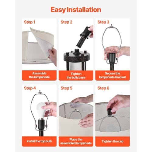 Table Lamps Set of 2, Dimmable Farmhouse Bedside Nightstand Lamps, Vintage Lamp with LED Bulb and Linen Shades, Bedside Lamp with USB C+A Ports & AC Outlet, for Living Room, Bedroom & Office