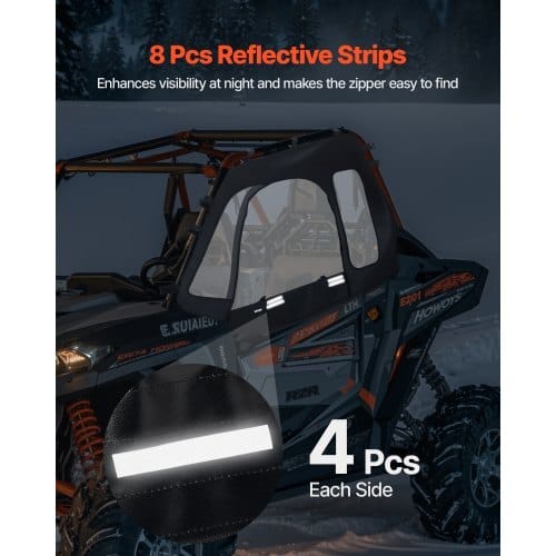 Cab Enclosure Upper Doors, Compatible with Polaris RZR XP 1000/XP Turbo 2014-2023, Soft Upper Doors, Windproof Upgraded Zipper UTV Soft Side Window Kit, Work with Side Mirrors and Windshields