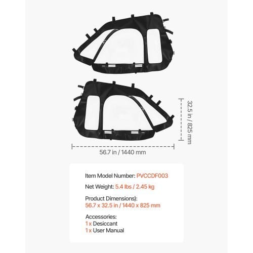Cab Enclosure Upper Doors, Compatible with Polaris RZR XP 1000/XP Turbo 2014-2023, Soft Upper Doors, Windproof Upgraded Zipper UTV Soft Side Window Kit, Work with Side Mirrors and Windshields