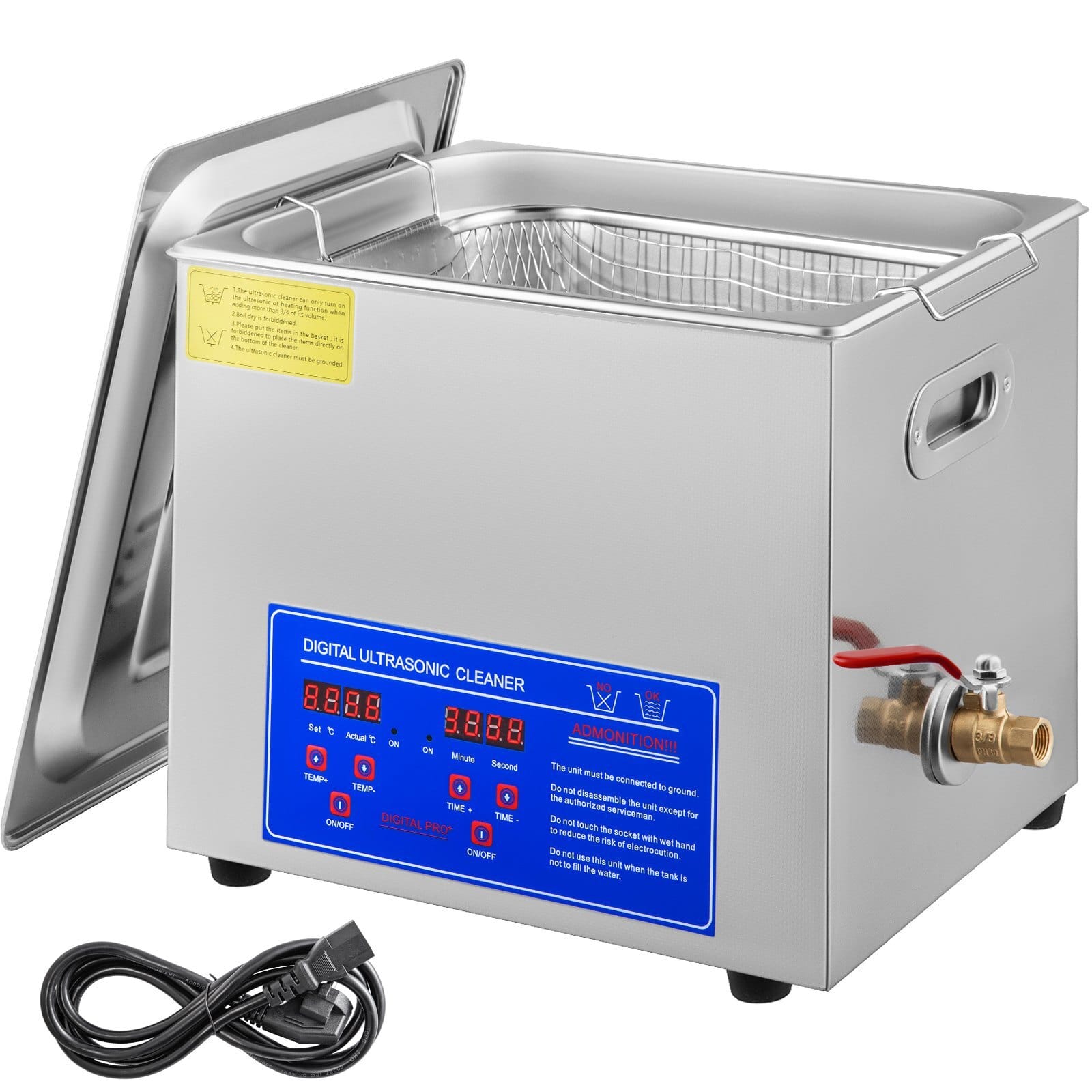 Professional Ultrasonic Cleaner, 9.5 L Ultrasonic Jewelry Cleaner with Digital Timer & Heater, Stainless Steel Industrial Sonic Cleaner 40kHz for Glasses, Watches, Rings, Small Parts
