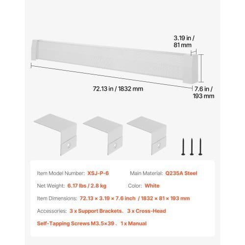 Baseboard Heater Covers, Premium Series 6 ft Standard Electric Heating Unit Front Cover for Home Improvement, Heavy-duty Steel, Easy Installation for Bedroom Replacing Old Cover, White