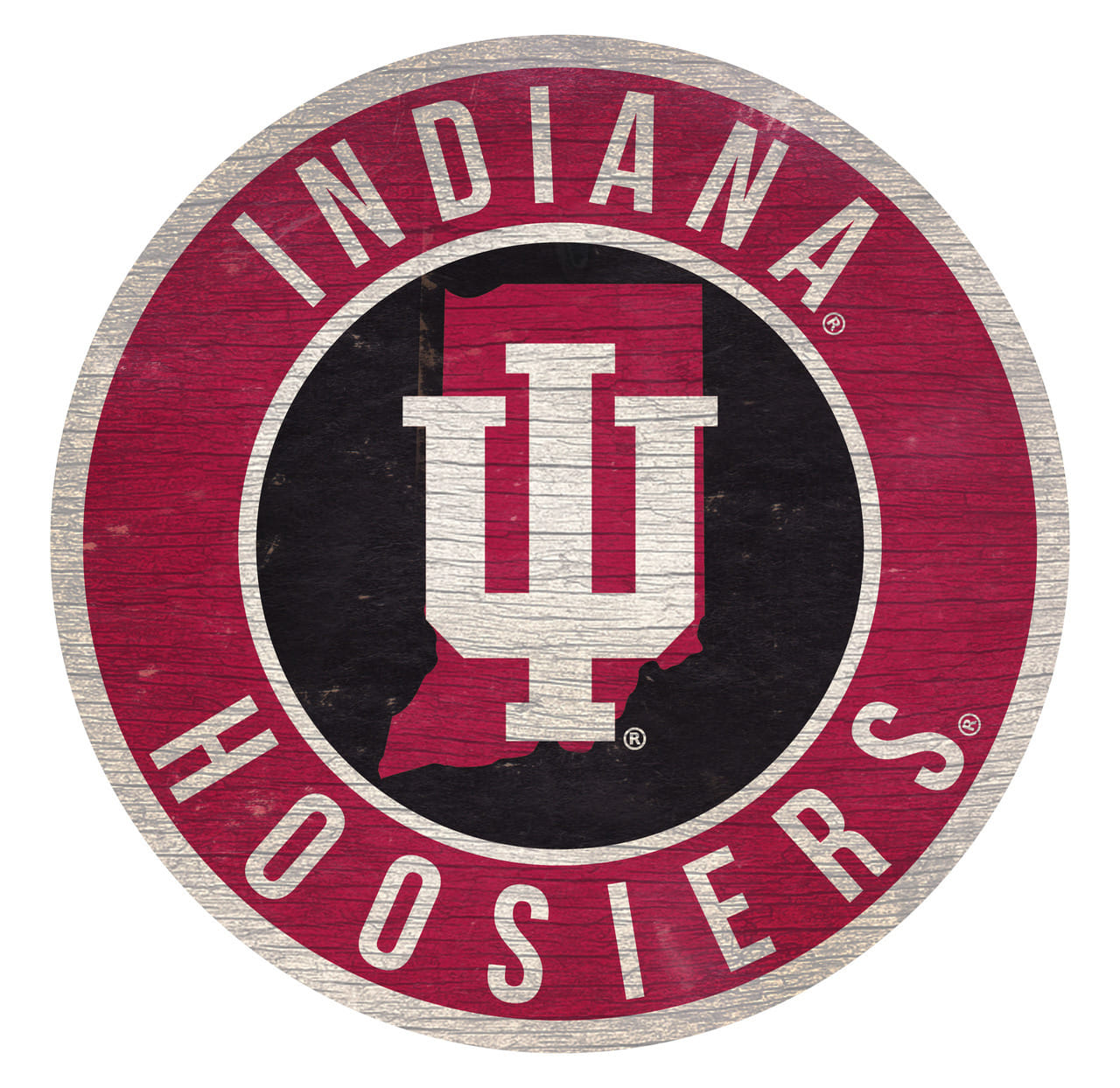 Indiana Hoosiers Sign Wood 12 Inch Round State Design - Special Order
