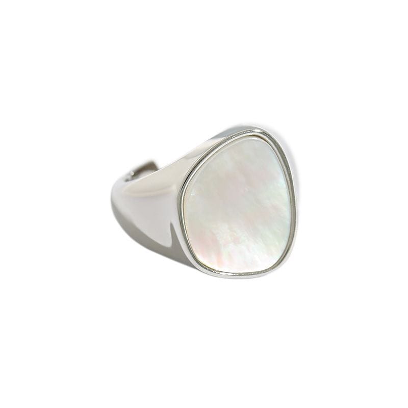 Simple Irregular Round Shell 925 Sterling Silver Adjustable Ring