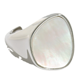 Simple Irregular Round Shell 925 Sterling Silver Adjustable Ring