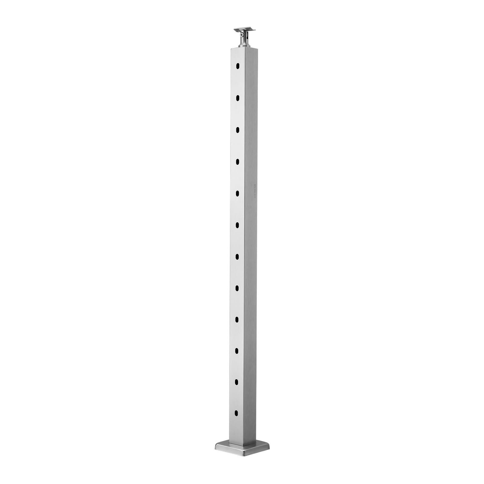 Cable Railing Post, 42x2x2 Inch Stair Railing Post, with Pre-Drilled 30?° Angled Holes, Stainless Steel Cable Rail Post with Horizontal and Curved Bracket, 1-Pack, Silver, 1JZLGZXYS1062TLWC001V0
