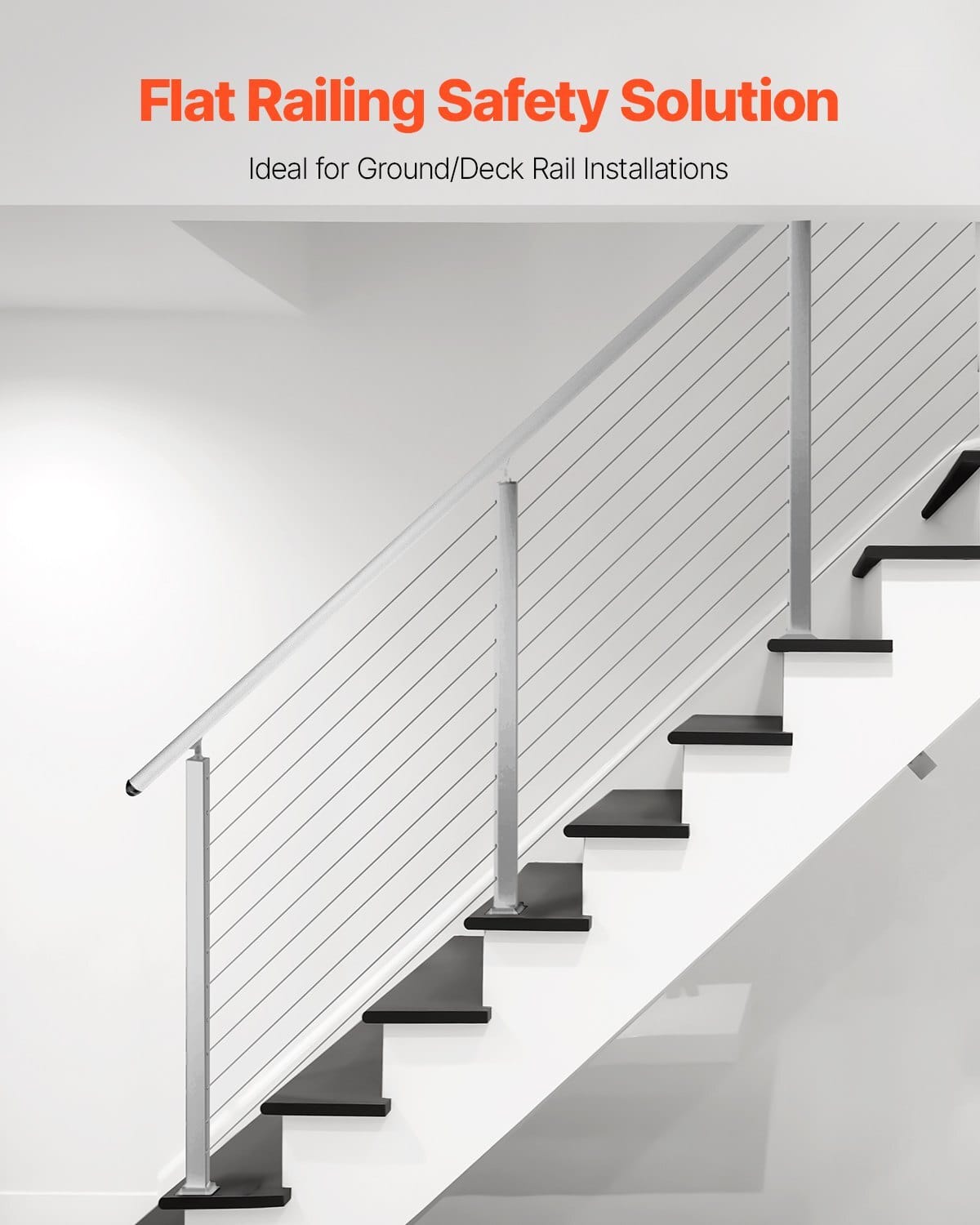 Cable Railing Post, 42x2x2 Inch Stair Railing Post, with Pre-Drilled 30?° Angled Holes, Stainless Steel Cable Rail Post with Horizontal and Curved Bracket, 1-Pack, Silver, 1JZLGZXYS1062TLWC001V0
