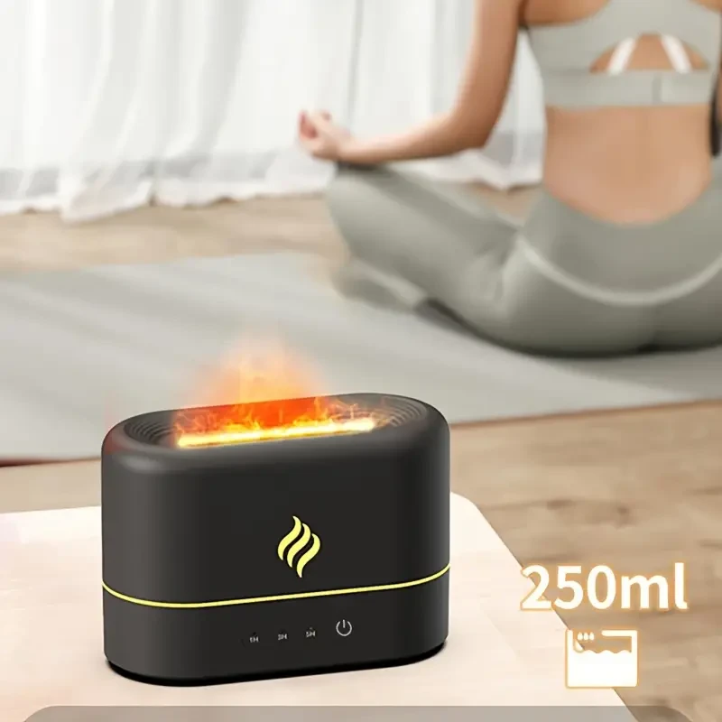 7 Colors Flame Simulation Ultrasonic Humidifier - USB Essential Oil Diffuser