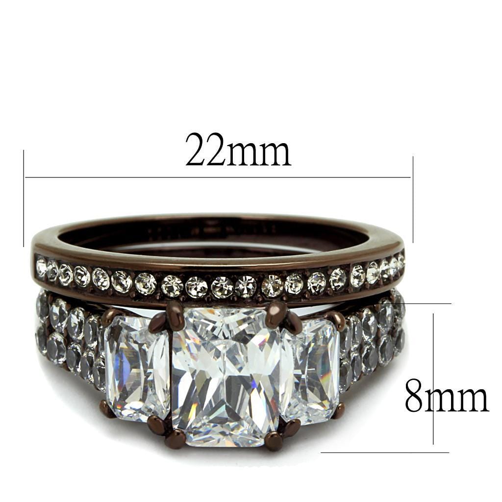 TK2646 - IP Dark Brown (IP coffee) Stainless Steel Ring with AAA Grade CZ in Clear