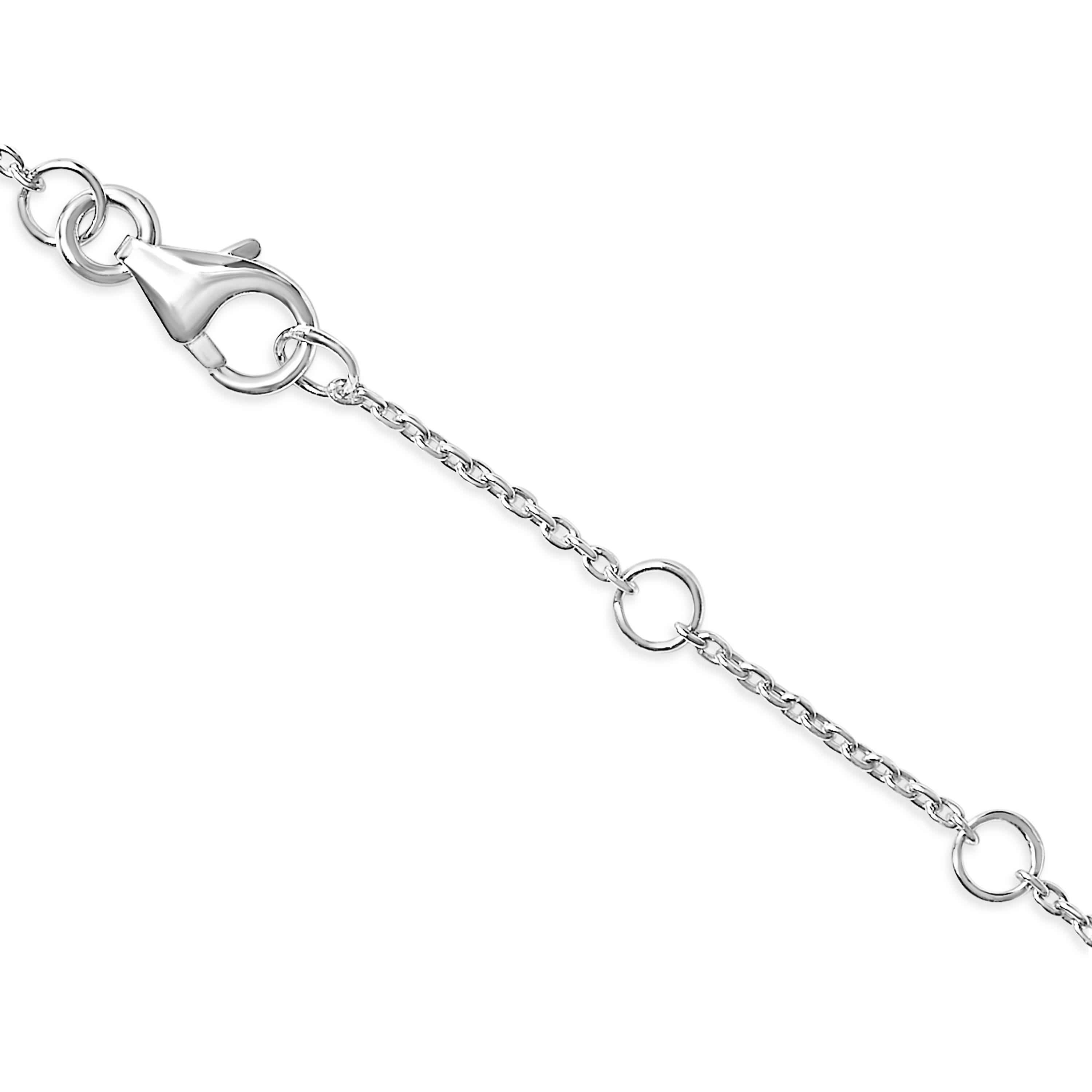 10K White Gold Diamond Accent "P" Initial Charm and Link Bracelet