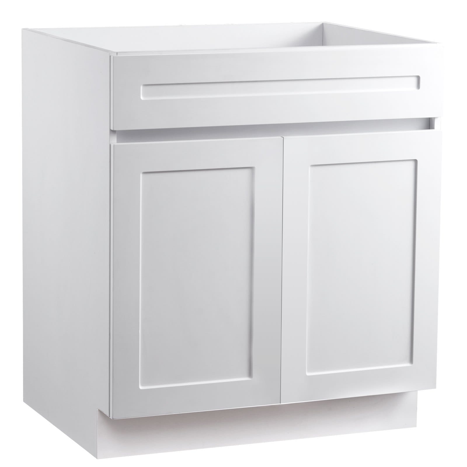 White Shaker Base Cabinet, 30-Inch Unassembled Sink Base Cabinet, 30" W x 24" D x 34.5" H Ready to Assemble Cabinet with Soft-Close Doors and Adjustable Shelf, for Home Office