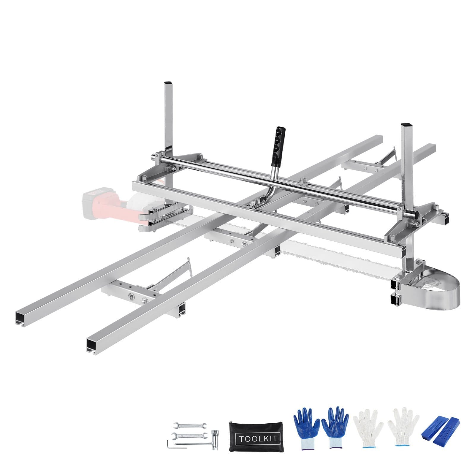 Chainsaw Mill and Rail Mill Guide System, Portable Sawmill 14"-36" Guide Bar, 9ft Aluminum Saw Milling Rail Guide with Chainsaw Planking Mill for Woodworkers and Carpenters