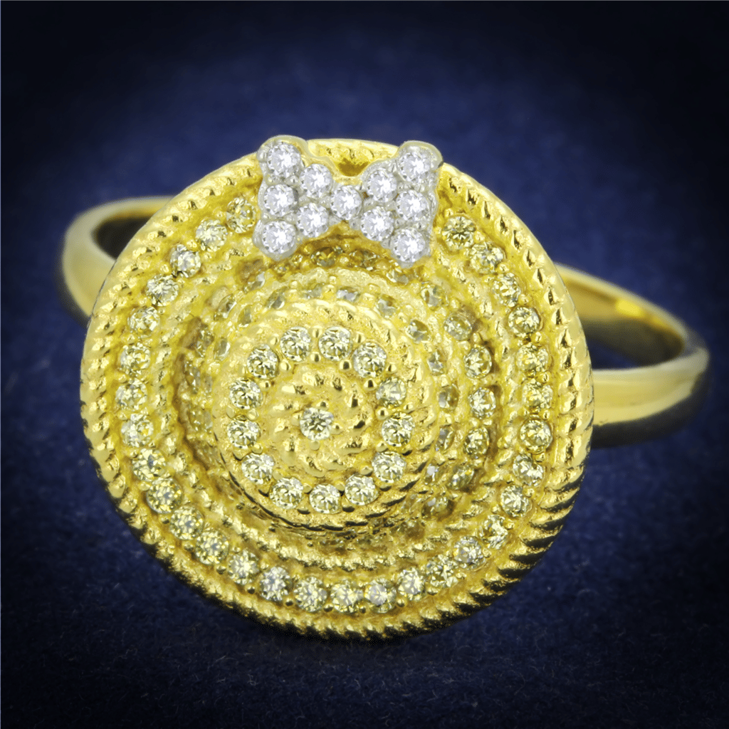 TS320 - Gold+Rhodium 925 Sterling Silver Ring with AAA Grade CZ in Topaz